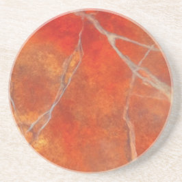 Sandstone Coaster with red hot marble art design Zandsteen Onderzetter
