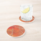 Sandstone Coaster with red hot marble art design Zandsteen Onderzetter (Zijkant)