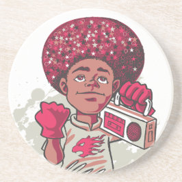 Sandstone Coaster – YOUTH Power Afro & Boombox Zandsteen Onderzetter