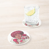 Sandstone Coaster – YOUTH Power Afro & Boombox  Zandsteen Onderzetter (Zijkant)