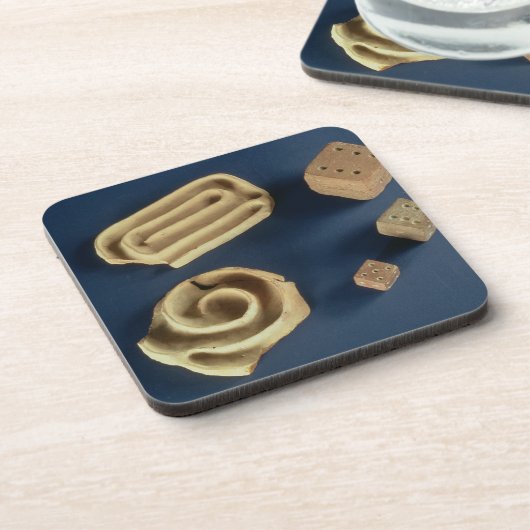 Sandstone dice and terracotta maze game, Harappa Bier Onderzetter (Linkerzijde)