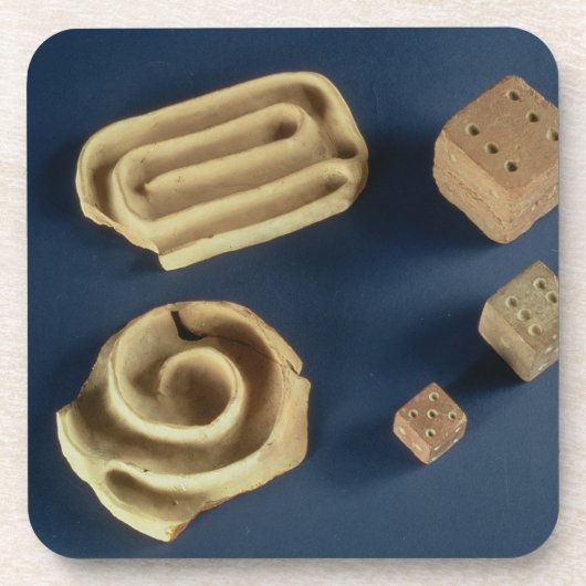 Sandstone dice and terracotta maze game, Harappa Bier Onderzetter (Voorkant)