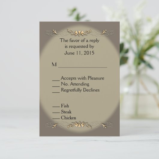 Sandstone en Gold Menu RSVP (Staand voorkant)