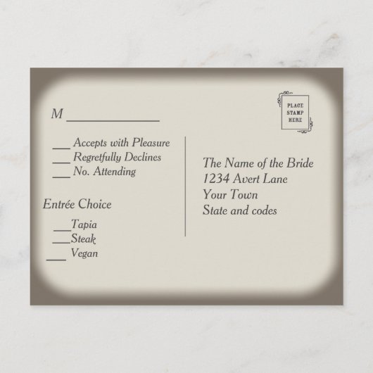 Sandstone en Gold Menu RSVP (Achterkant)