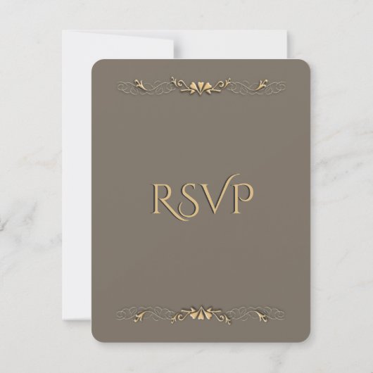 Sandstone en Gold Wedding RSVP (Achterkant)