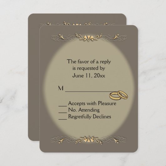Sandstone en Gold Wedding RSVP (Voorkant / Achterkant)