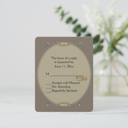 Sandstone en Gold Wedding RSVP (Staand voorkant)