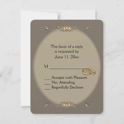 Sandstone en Gold Wedding RSVP Kaartje (Voorkant)