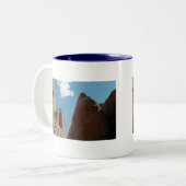 Sandstone Fins Utah Desert Foto Tweekleurige Koffiemok (Voorkant links)