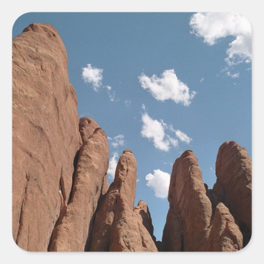 Sandstone Fins Utah Desert Foto Vierkante Sticker (Voorkant)