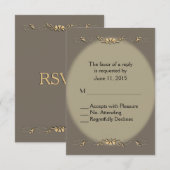 Sandstone Grey en Gold RSVP Kaartje (Voorkant / Achterkant)