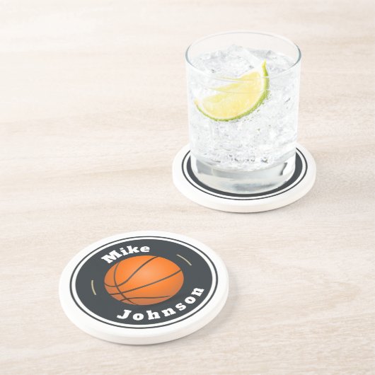 Sandstone Onderzetter - Aangepaste basketbal (naam (Zijkant)