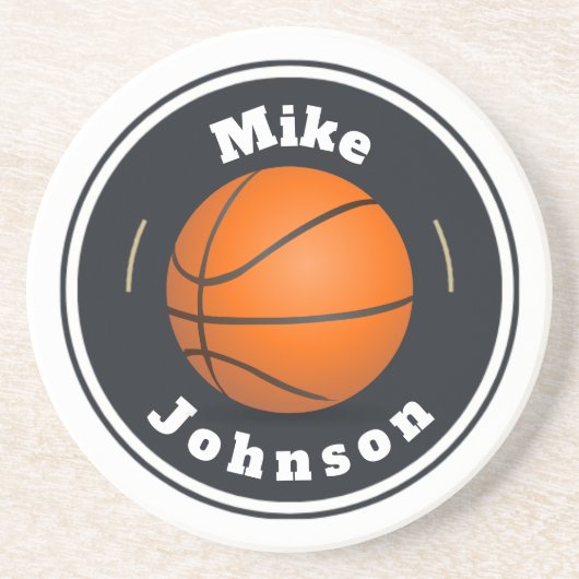 Sandstone Onderzetter - Aangepaste basketbal (naam (Voorkant)