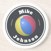 Sandstone Onderzetter - Custom Beach Ball (naam to (Voorkant)