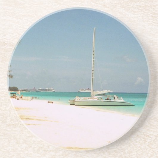 Sandstone-Onderzetter met Cayman Island Scene Zandsteen Onderzetter (Voorkant)