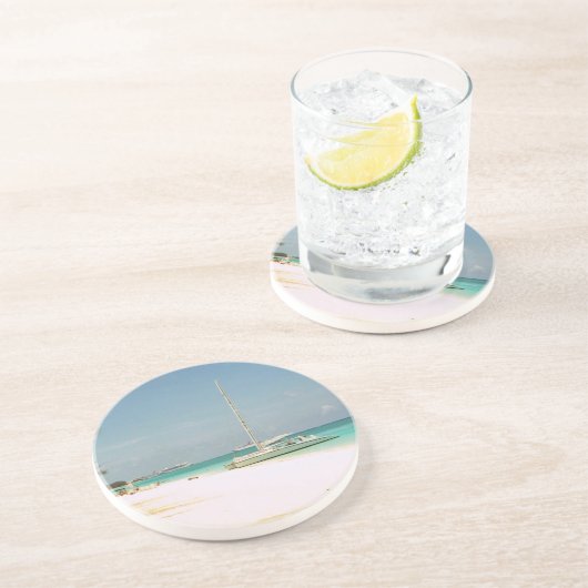 Sandstone-Onderzetter met Cayman Island Scene Zandsteen Onderzetter (Zijkant)