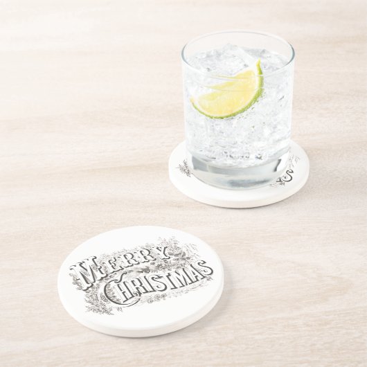 SANDSTONE ONDERZETTER MET  "MERRY CHRISTMAS" (Zijkant)