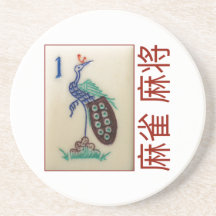 Sandstone-onderzetter - Peacocktegels met 麻 雀 将