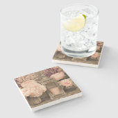 Sandstone Onderzetter Peonies, Lantern en Crates (Zijkant)