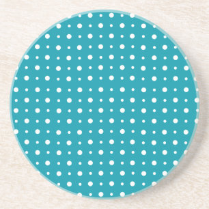 Sandstone Onderzetter, Polka Dots, White on Blauwg Zandsteen Onderzetter