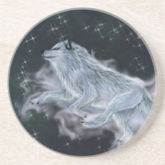 Sandstone Onderzetter - Spirit Wolf (Voorkant)