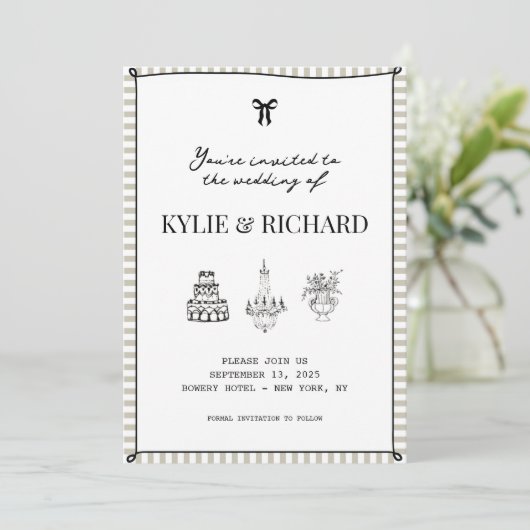 Sandstone Striped Rand De datum opslaan Kaart (Staand voorkant)