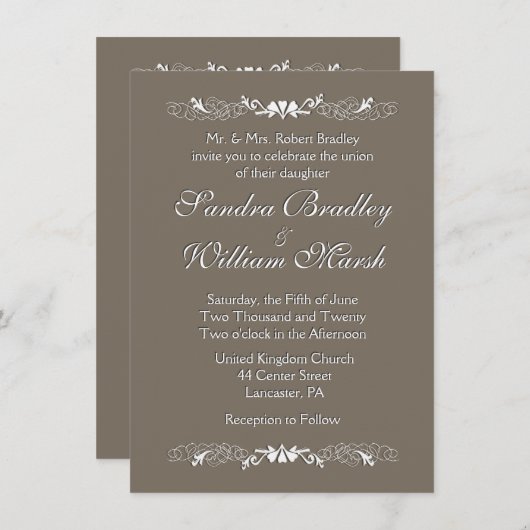 Sandstone Wedding Invitation Kaart (Voorkant / Achterkant)
