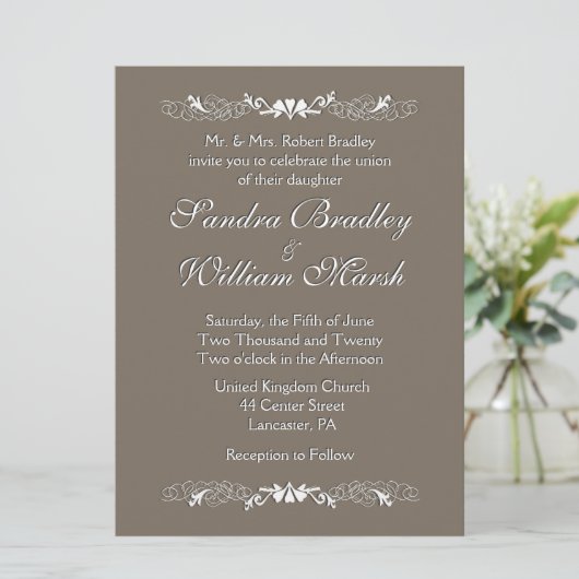 Sandstone Wedding Invitation Kaart (Staand voorkant)