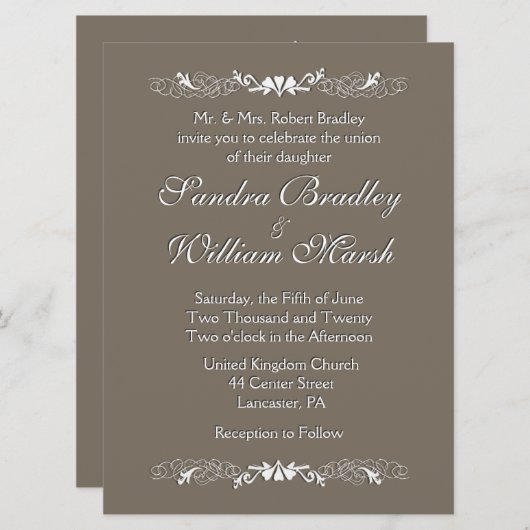 Sandstone Wedding Invitation Kaart (Voorkant / Achterkant)