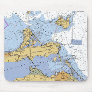 Sandusky Bay, OH Erie Nautical Chart Mousepad Muismat