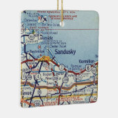 Sandusky en Vermiljoen OH Map Keramisch Ornament (Rechts)