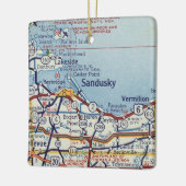 Sandusky en Vermiljoen OH Map Keramisch Ornament (Links)