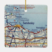 Sandusky en Vermiljoen OH Map Keramisch Ornament (Achterkant)