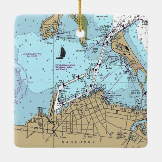 Sandusky OH Nautical Chart Keramisch Ornament (Achterkant)