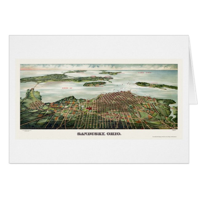 Sandusky, OH Panoramic Map - 1898 (Voorkant Horizontaal)