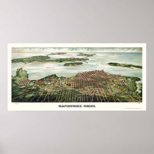 Sandusky, OH Panoramic Map - 1898 Poster (Voorkant)