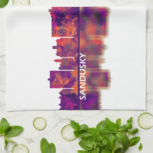 Sandusky Ohio Skyline Theedoek (Gevouwen)