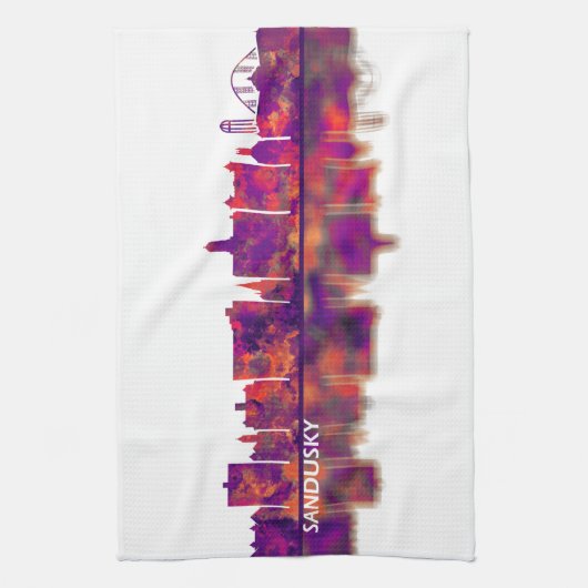 Sandusky Ohio Skyline Theedoek (Verticaal)