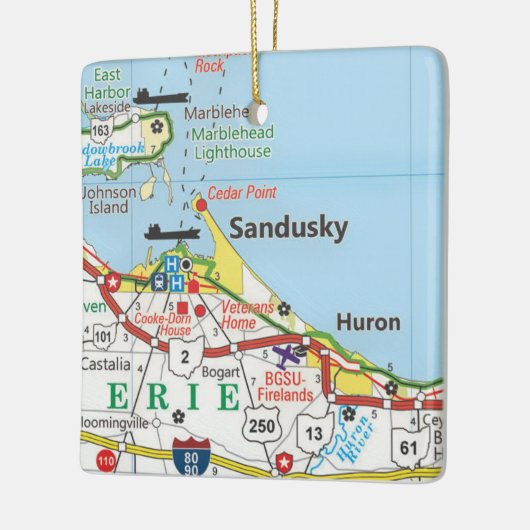 Sandusky Road Map Keramisch Ornament (Links)