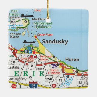 Sandusky Road Map Keramisch Ornament