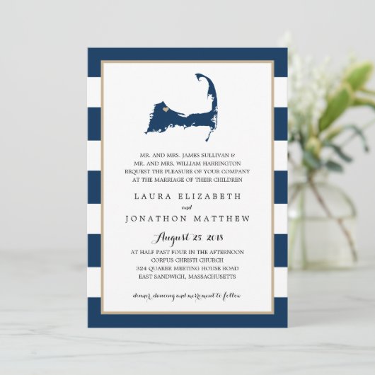 Sandwich Cape Cod Map met hart | Weddenschap Kaart (Staand voorkant)