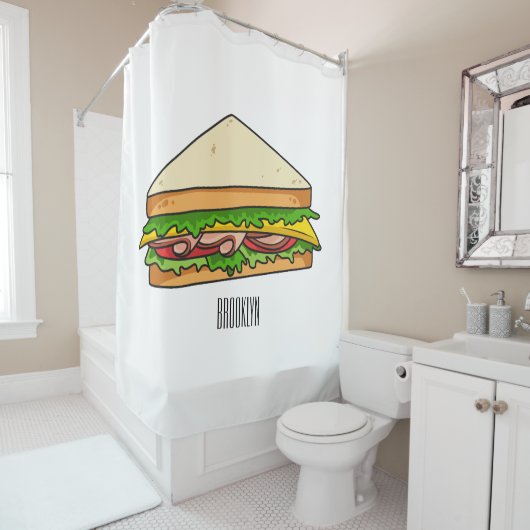 Sandwich-cartoon Douchegordijn (In situ)