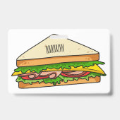 Sandwich cartoon illustratie badge (Achterkant)
