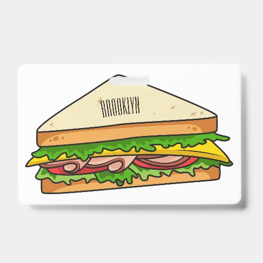 Sandwich cartoon illustratie badge (Voorzijde)