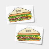 Sandwich cartoon illustratie badge (Voor- en achterkant)