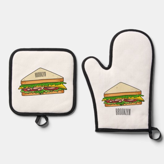 Sandwich-cartoon Ovenwant & Pannenlap Set (Voorkant)