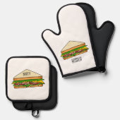 Sandwich-cartoon Ovenwant & Pannenlap Set (Voorkant / Achterkant)