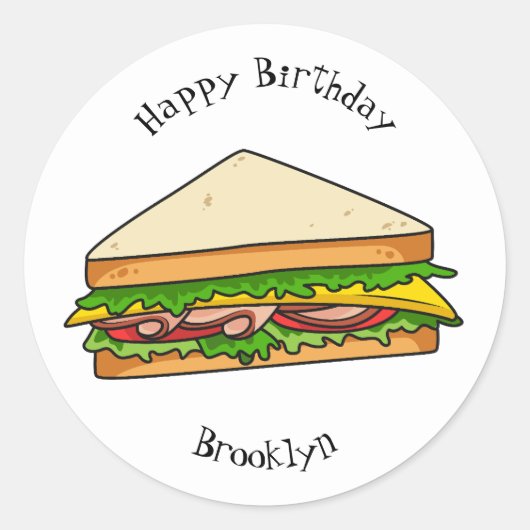 Sandwich-cartoon Ronde Sticker (Voorkant)