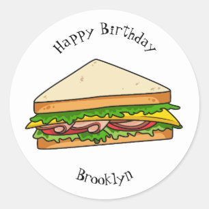 Sandwich-cartoon Ronde Sticker