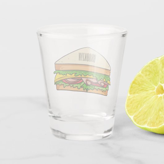 Sandwich-cartoon Shot Glas (Achterkant)